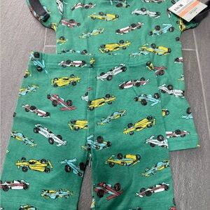 Carter's Green Race Car Print Pajama Top with Yellow & Teal Cars